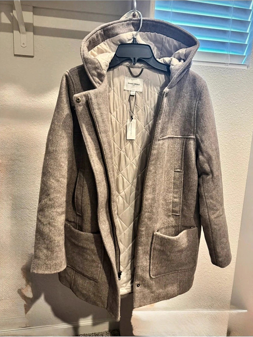 Banana Republic Melton Hooded Jacket Gray Size Small